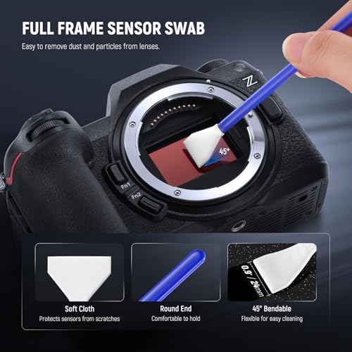 NEEWER 16 in 1 Camera Lens Cleaning Kit, Brush + Air Blower + Cleaning Swab for 24mm Full Frame Sensor + 1x Cleaner Spray + 2X Cloth + 10x Wet Lenses Wipe, HM-44