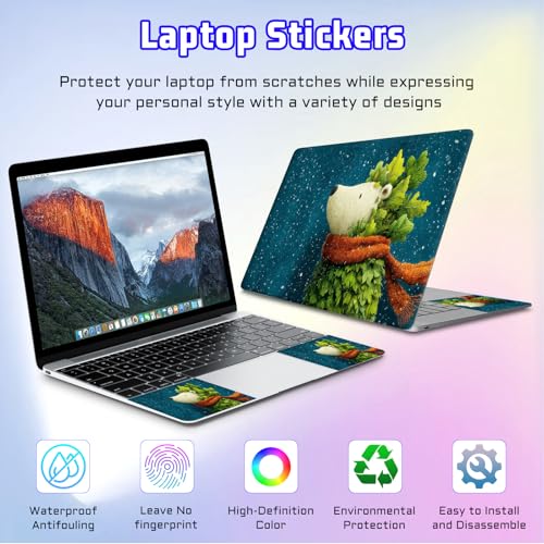 Universal Laptop Skin Sticker Decal, Compatible with MacBook HP Dell Lenovo 12"-15.6", Reusable Vinyl Notebook Cover 3PCS Set, High-Recognition Film-Polar Bear Leave Scarf - color: Polar Bear Leave Scarf