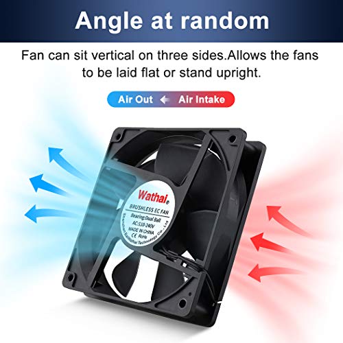 Wathai EC 120mm x 25mm AC Axial Small Exhaust Fan 110V 120V Dual Ball | 4 Inch ventilation Fan 110V - 240V Axial 1225 120v AC 120mm x 25mm Low Speed for DIY Cooling Ventilation Exhaust Projects - style: 120x25mm