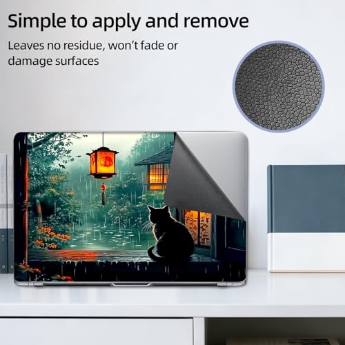 Aesthetic Laptop Skin Sticker, Cat by Rainy Window Waterproof Vinyl Laptop Decal, Removable Bubble Free, Reusable Protective Cover for 13 14 15 15.6 Inch - color: Cat by Rainy Window