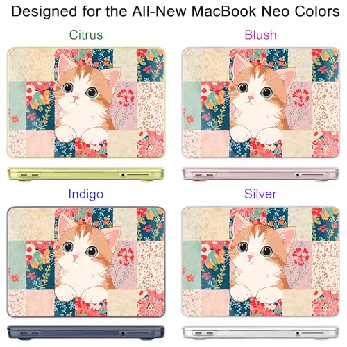 for MacBook Neo 13 Inch Case 2026 Release Model A3404, Cute Aesthetic Ultra-Slim Hard Shell with Keyboard Cover, 6-in-1 Laptop Accessories Bundle for Women Girls, Lovely Cat - color: Lovely Cat