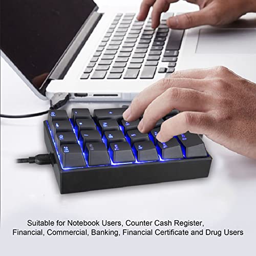 USB Numeric Keypad, LED Backlit 21-Key Mechanical Numpad for PC , Ergonomic Wired Number Pad for Desktop Laptop, Mini Portable Numeric Keypad for Home and Office, Plug and Play (Red Switch)
