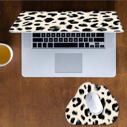 Laptop Skin Sticker Decal 15-15.6 Inch with Cute Mouse Pad, Universal Reusable Vinyl Sticker for 12.1 13 13.3 14 15.4 Inch Netbook and Notebook PC, Brushstroke Leopard Print - color: Brushstroke Leopard Print