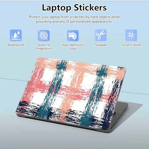 Universal Laptop Skin Sticker with 2 Wrist Pad Skins, Waterproof Scratch Resistant Vinyl Laptop Cover Decal, Cut to Fit for 11–15.6 Inch MacBook HP Dell Lenovo, Gingham Checks - color: Gingham Checks