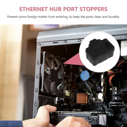50pcs Ethernet Dust Plug Rj45 Port Protector Caps for Routers and Computers Black Silicone Network Port Covers Prevent Network Errors Portable Anti-dust Stopper