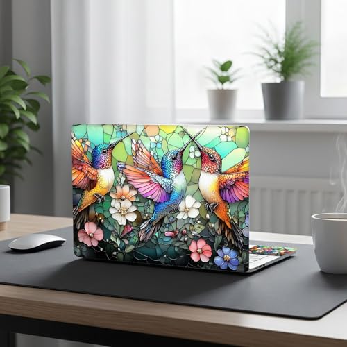 Aesthetic Laptop Skin Cover,12-15.6 Inch Universal Vinyl Sticker Decal,Waterproof Scratch-Resistant Notebook Wrap,Removable Residue-Free Protector,Hummingbird Floral Mosaic - color: Hummingbird Floral Mosaic