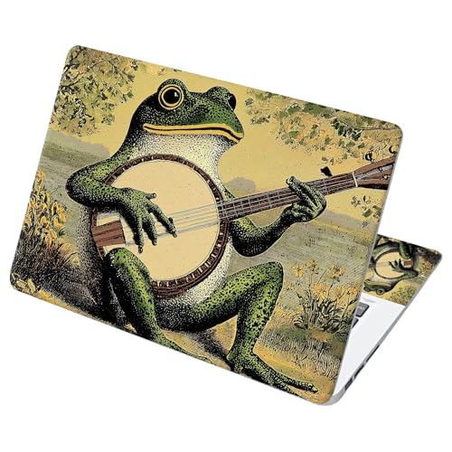 Universal Laptop Skin Sticker with 2 Wrist Pad Decals, 3-Piece Removable Vinyl Laptop Cover, Music Frog Waterproof Anti-Scratch, Easy-Trim Fit for 13.3" 14" 15.6" Laptops - color: Music Frog