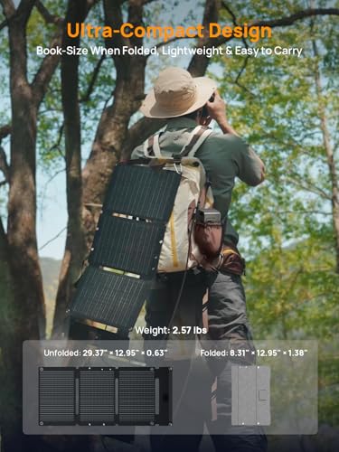 AFERIY 30W Portable Solar Panel Chargers QC3.0 18W USB-A USB-C Output Foldable Small Power Emergency ETFE Panels IP67 Waterproof Camping Backpacking Hiking for Cell Phone Power Banks Flashlight - color: Nano100-D