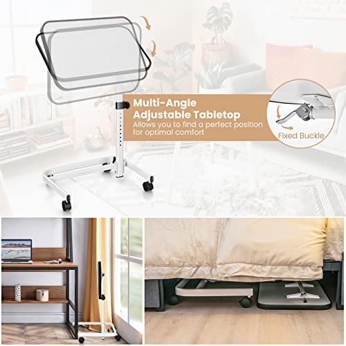 Overbed Table Overbed Table Wheels Adjustable C-Shaped Overbed Table with Wheels - Rolling Laptop Desk for Home & - Space-Saving Bedside Coffee Table On Sofa - 9-Position Height & Tilting Top