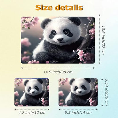 Universal Laptop Skin Sticker with 2 Wrist Pad Decals, 3-Piece Removable Vinyl Laptop Cover, Panda Sakura Waterproof Anti-Scratch, Easy-Trim Fit for 13.3" 14" 15.6" Laptops - color: Panda Sakura