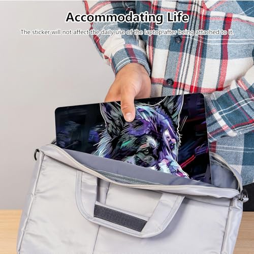 Universal Laptop Skin Sticker with 2 Wrist Pad Skins, Waterproof Scratch Resistant Vinyl Laptop Cover Decal, Cut to Fit for 11–15.6 Inch MacBook HP Dell Lenovo, Art Wolf - color: Art Wolf