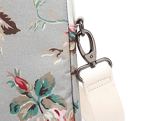 Rose Pattern Water Resistant Laptop Shoulder Messenger Bag for MacBook Pro 16 inch,15.6 inch and 15 inch-16 inch Laptop - color: Grey Rose