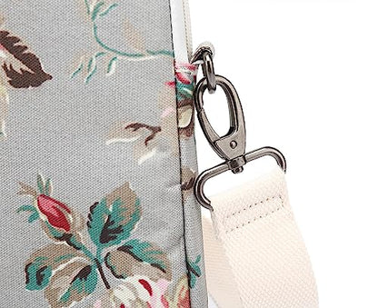 Rose Pattern Water Resistant Laptop Shoulder Messenger Bag for MacBook Pro 16 inch,15.6 inch and 15 inch-16 inch Laptop - color: Grey Rose
