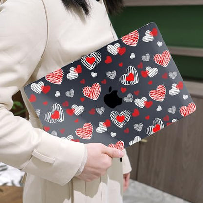 MEEgoodo for M2 MacBook Pro 13 inch Case 2022 2021 2020,Crystal Cover Fit Model A2338 M2/M1 A2251 A2289,Clear Case for 13.3-inch Laptop,Hard Shell for MacBook Pro M2, Red & White Hearts - color: Red & White Hearts
