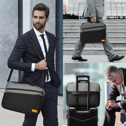 bagasin 15 15.6 16 inch Laptop Computer PC Shoulder Bag Carrying Case | Water-Repellent Fabric Briefcase, Lightweight Toploader, Business Casual or School - color: Grey, size: 15-16