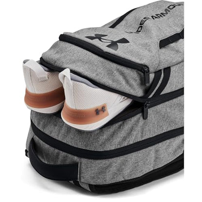 Under Armour Unisex-Adult Hustle 6.0 Backpack, (026) Castlerock Full Heather/Black/Black, One Size Fits Most - color: (026) Castlerock Full Heather / Black / Black, size: One Size