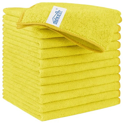 HOMEXCEL Yellow Microfiber Cleaning Cloth, 12 Pack Premium Microfiber Towels for Cars, Lint Free, Highly Absorbent, Reusable Cleaning Rags for Car, Household, Kitchen, Window, 11.5"X11.5" - color: Yellow
