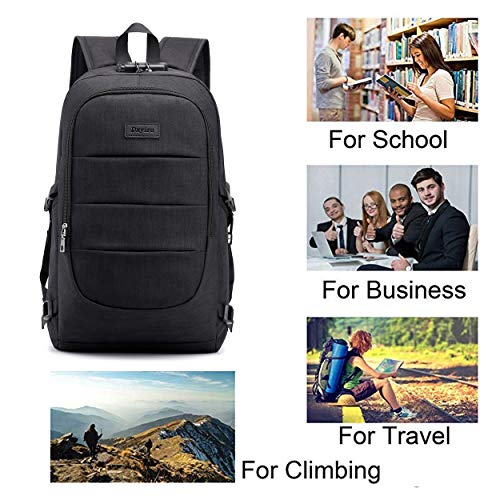 Travel Laptop Backpack with USB Charging Port and Lock Computer Business Backpacks, Gifts for Men & Women Fits 15.6 Inch Notebook,Black