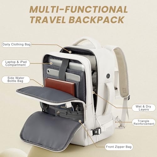 Sinaliy Travel Backpack for Women, Carry On Backpack Flight Approved, Personal Item Travel Bag with USB Charging Port, Casual Daypack College Bag Suitcase Backpack for Weekend, Fit 16 Inch Laptop | Waterproof 16 Inch Laptop Backpack for Work, College, Wee