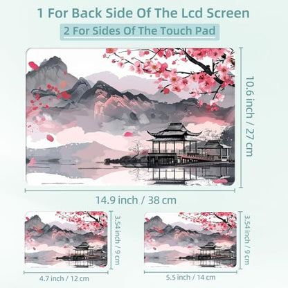 Universal Laptop Skin Decal, 3-Piece Vinyl Protector for 12 13 14 15.6" Notebook, Waterproof Anti-Scratch, Easy Trim & Bubble-Free Finish, Chinese Mountains and Rivers - color: Chinese Mountains and Rivers