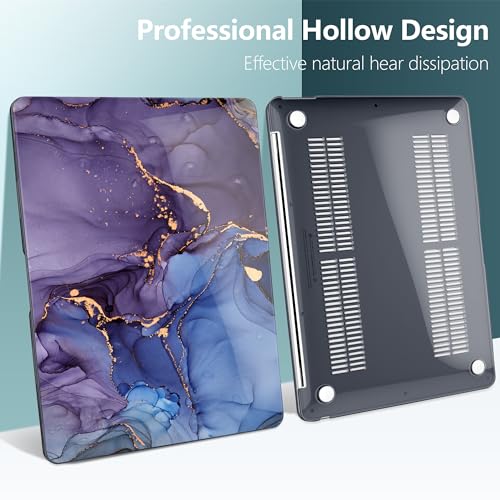 DONGKE Compatible with MacBook Air 13 inch Case 2021 2020 2019 2018 Release A2337 M1 A2179 A1932 with Retina Display Touch ID, Plastic Hard Shell & Keyboard Cover - Abstract Marble - color: Abstract Marble X570