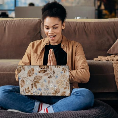 SUPERDANT Brown Wildflowers Laptop Skin Sticker Decal Leaf Universal Laptops Notebook Skin Sticker 12 13 13.3 14 15 15.4 15.6 Inches Vinyl Laptop Cover Stickers Removable Waterproof Notebook Protector - style: Brown Wildflowers