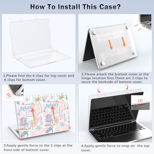 Compatible with MacBook Pro 14 inch Case M5 M4 M3 M2 M1 Pro/Max 2026-2021 A3427 A3426 A3434 A3112 A3185 A3401 A2918 A2992 A2779 A2442, Cute Sea Turtle Beach Palm Tree Hard Shell Matte Cover - color: Beach D, size: MacBook Pro 14 inch