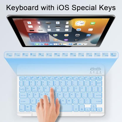 Wireless Keyboard And Mouse Combo, Rechargeable Bluetooth Keyboard & Mouse with 7 Color Backlit and 2.4 GHz Wireless USB Receiver, Compatible with Phone, iPad, PC, Laptop, Windows/iOS/Android, Blue - color: Blue+Backlight