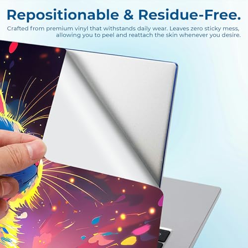 Reusable Universal Laptop Skin Sticker, Cut to Fit for 11.6–15.6 Inch Laptops, Waterproof Protective Film, No-Residue - Neon Cat - color: Neon Cat