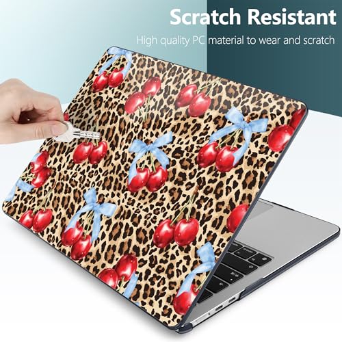 DONGKE for MacBook Air 13 Inch Case M5 2026 M4 2025 M3 M2 2024-2022 A3449 A3240 A3113 A2681, Plastic Hard Shell & Keyboard Cover & Screen Film for MacBook Air 13.6 Inch Case - Leopard Cherry - color: Leopard Cherry