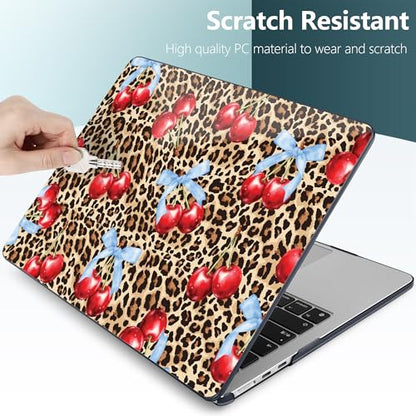 DONGKE for MacBook Air 13 Inch Case M5 2026 M4 2025 M3 M2 2024-2022 A3449 A3240 A3113 A2681, Plastic Hard Shell & Keyboard Cover & Screen Film for MacBook Air 13.6 Inch Case - Leopard Cherry - color: Leopard Cherry