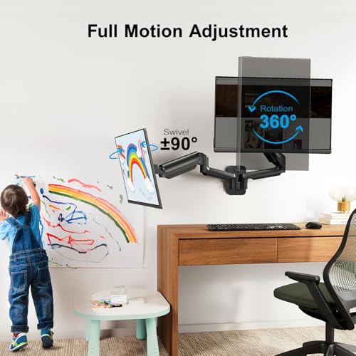 HUANUO Gaming Dual Monitor Wall Mount for 17-32 Inch Computer Screen Mount (4.4-17.6lbs Per Arm) - VESA 75x75/100x100 Height Adjustable Stand for Dual Monitors - Home Office Desk Setup