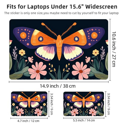 Aesthetic Laptop Skin Cover,12-15.6 Inch Universal Vinyl Sticker Decal,Waterproof Scratch-Resistant Notebook Wrap,Removable Residue-Free Protector,Butterfly Floral Pattern - color: Butterfly Floral Pattern
