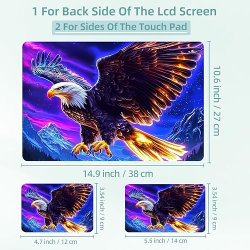 Universal Laptop Skin Decal, 3-Piece Vinyl Protector for 12 13 14 15.6" Notebook, Waterproof Anti-Scratch, Easy Trim & Bubble-Free Finish, Majestic Eagle Soaring High - color: Majestic Eagle Soaring High