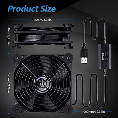 USB 120mm Quiet Fan, 5V USB Portable Cooling Fan for Flat Panel TV Receiver Router DVR PlayStation Xbox Computer Cabinet Cooler - size: Usb 120mm Fan