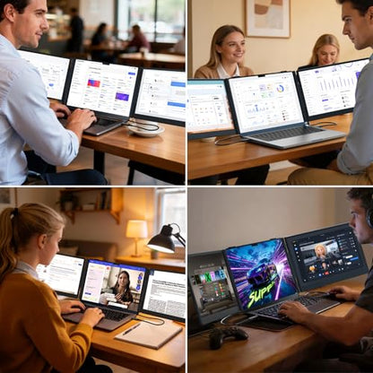 Laptop Screen Extender, 14" Ultra-Slim Triple Portable Monitor, 1080P FHD IPS Display, USB-C/HDMI Plug & Play, Monitor Extender for 13-17.3" Laptops, Mac/Windows/Chrome - size: 14" Triple Monitor