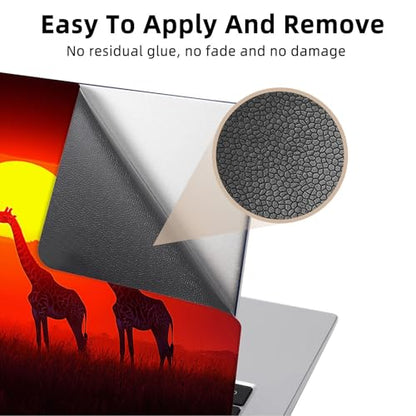 Aesthetic Laptop Skin Cover,12-15.6 Inch Universal Vinyl Sticker Decal,Waterproof Scratch-Resistant Notebook Wrap,Removable Residue-Free Protector,Giraffe Sunset Safari - color: Giraffe Sunset Safari