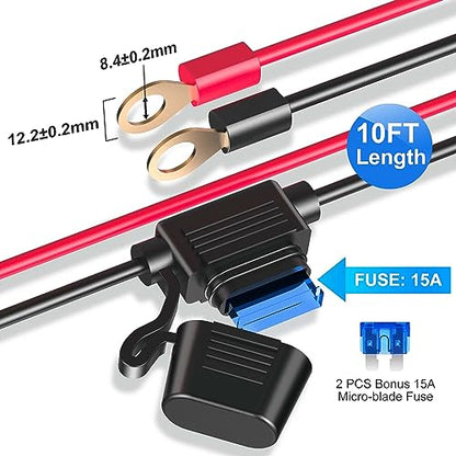 12V Socket Power Outlet 216W 10FT Cable USB C Car Charger Adapter | 216W USB-C fast charge. 10FT long cable. 12V/24V for cars/trucks/boats. Durable outlet for battery power supply.