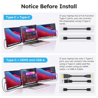 Dopesplay 15.6" Screen Extender for Laptop, FHD 1080P IPS Portable Monitor for Laptops, Triple Dual Laptop Extended Monitor Compatible with Windows, Mac, Android, Chrome 13-17 Inch Laptops - size: 15.6inch