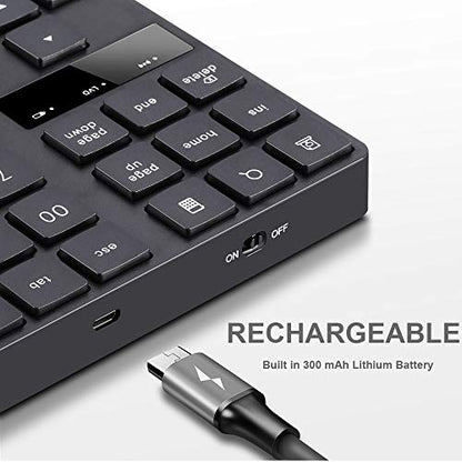 Numeric Keypad, 35-Keys Portable USB Wireless Numeric Keypad Rechargeable Ultra-Silent External Numeric Pad for MacBook and Windows Laptop