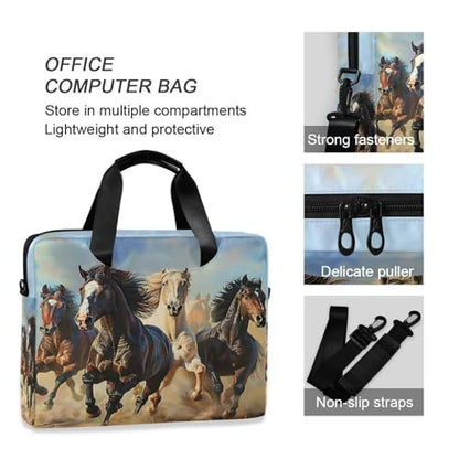 Running Horses Laptop Messenger Bag Case Sleeve Crossbody Briefcase for Men Women with Shoulder Strap Handle 13 14 15.6 inch
