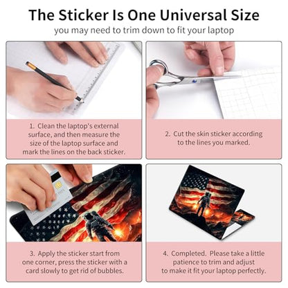 15.6 Inch Laptop Skin Sticker, Reusable Vinyl Cover Protector with 2 Wrist Pad Skins, Removable Waterproof Scratch-Resistant for 12-15.6 Inch Laptop Notebook,American Flag and Astronaut - color: American Flag And Astronaut