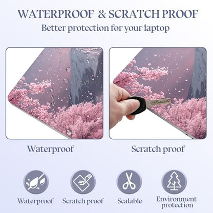 Universal Laptop Skin Sticker Decal,15.6 Inch Laptop Vinyl Cover for 13" 14" 15.6" Laptop,Waterproof Scratch-Resistant Protector Wrap,Reusable with Wrist Pads,Cherry Fuji Peak - color: Cherry Fuji Peak