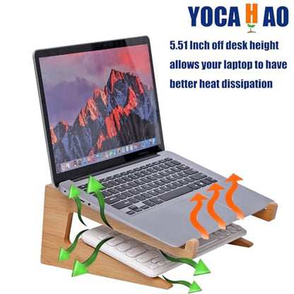 Wooden Laptop Stand Vertical Laptop for 13-18.6in Laptop,Bamboo Stand for Desk