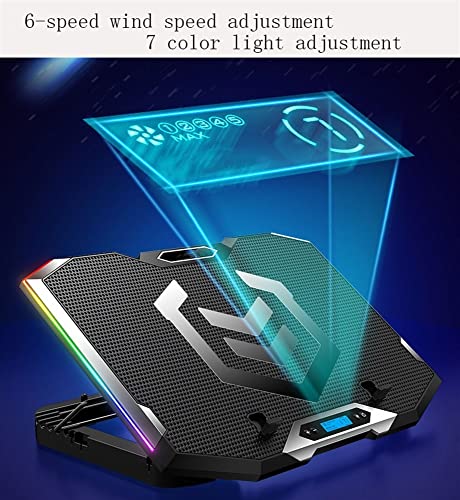 TOEWOE Laptop Cooling Pad, RGB Lights Laptop Cooler 6 Fans for Up to 17.3 Inch Laptops, Notebook Cooler, 7 Modes Light, 6 Height Stands, 2 USB Ports, Black
