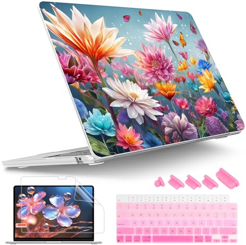 Tuiklol for MacBook Air 13 inch Case M5 2026 M4 2025 M3 2024 M2 2022 Release Model A3449 A3240 A3113 A2681,Plastic Hard Shell Cover for MacBook Air 13.6 with Touch ID, Multicolored Floral - color: Multicolored floral