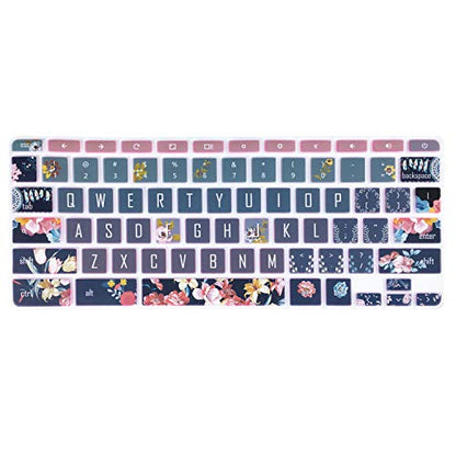 Silicon Keyboard Cover Skin for HP Chromebook 11 x360, 14-ca, 14-ak - Red Flower - color: Red Flower