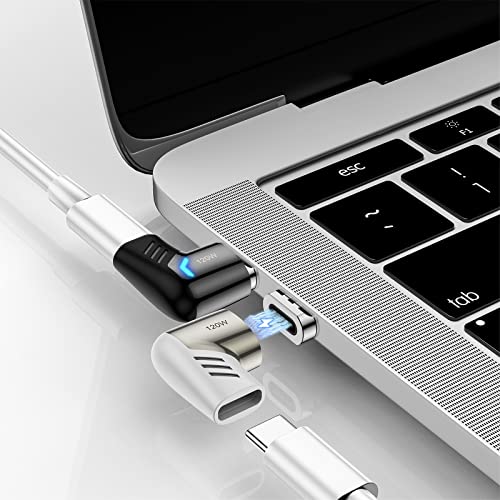 USB C Magnetic Adapter,(2 Pack) Magnetic USB C Adapter,PD 120W Fast Charge,480Mbps Transfer Speed,Compatible with MacBook,USB C Device - size: USB 2.0, style: Elbow-2 Pack