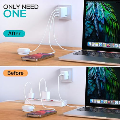 TT&C USB C Charger Block 100W (Total Output), 3-Port GaN PPS Fast Charging Station, Type C Plug Brick Compatible with iPhone 17 16 15 Pro Max, MacBook Air, iPad, Galaxy S26/S25/S24