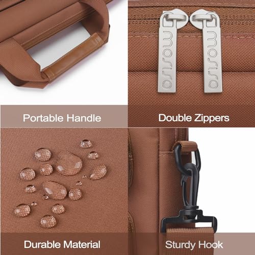MOSISO Laptop Shoulder Bag 16 inch, 15-15.6 inch Computer Bag | Compatible with MacBook Pro 16 inch, HP, Dell, Lenovo with 2 Raised&1 Flapover&1 Horizontal Pocket&Handle&Belt, Caramel Brown - color: Caramel Brown, size: 16 inch